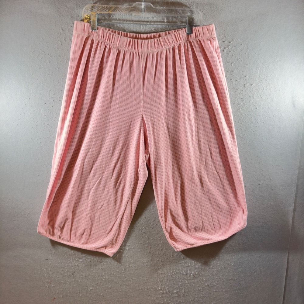 1388 | Karen Neuburger Striped Ribbed Knit Pajama Set Pink Womens 1X - Picture 7 of 13